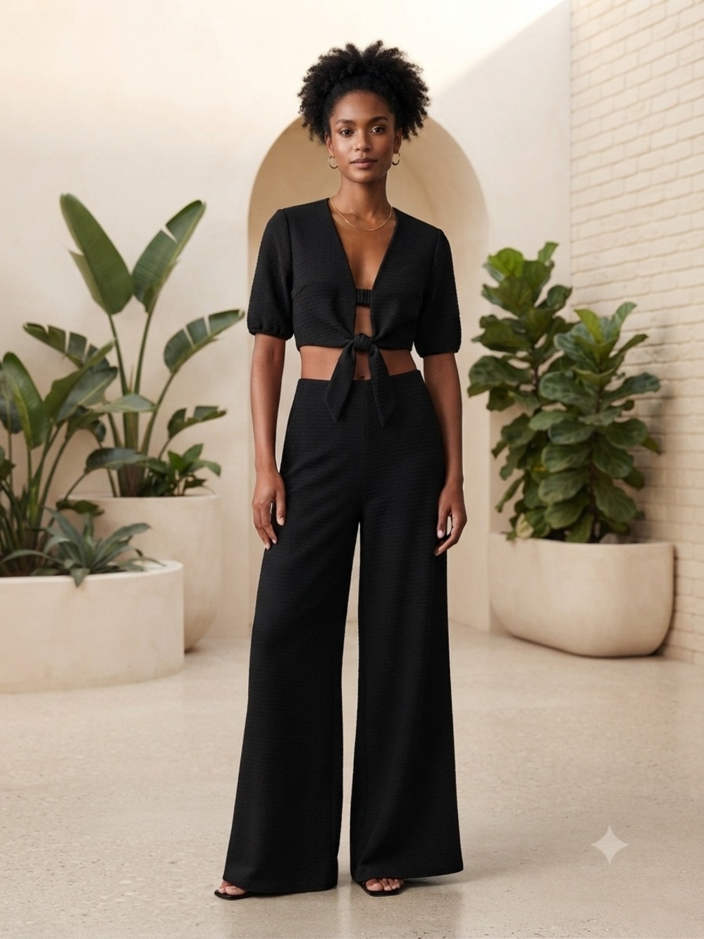 ASOS Design Wide-Leg Jumpsuit with Tie-Front Top